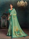 MAHOTSAV SHRIHITHA 21100 SERIES Teal Green Foiling Digital Print Applique Work Stone Handwork Sarees Collection 21111